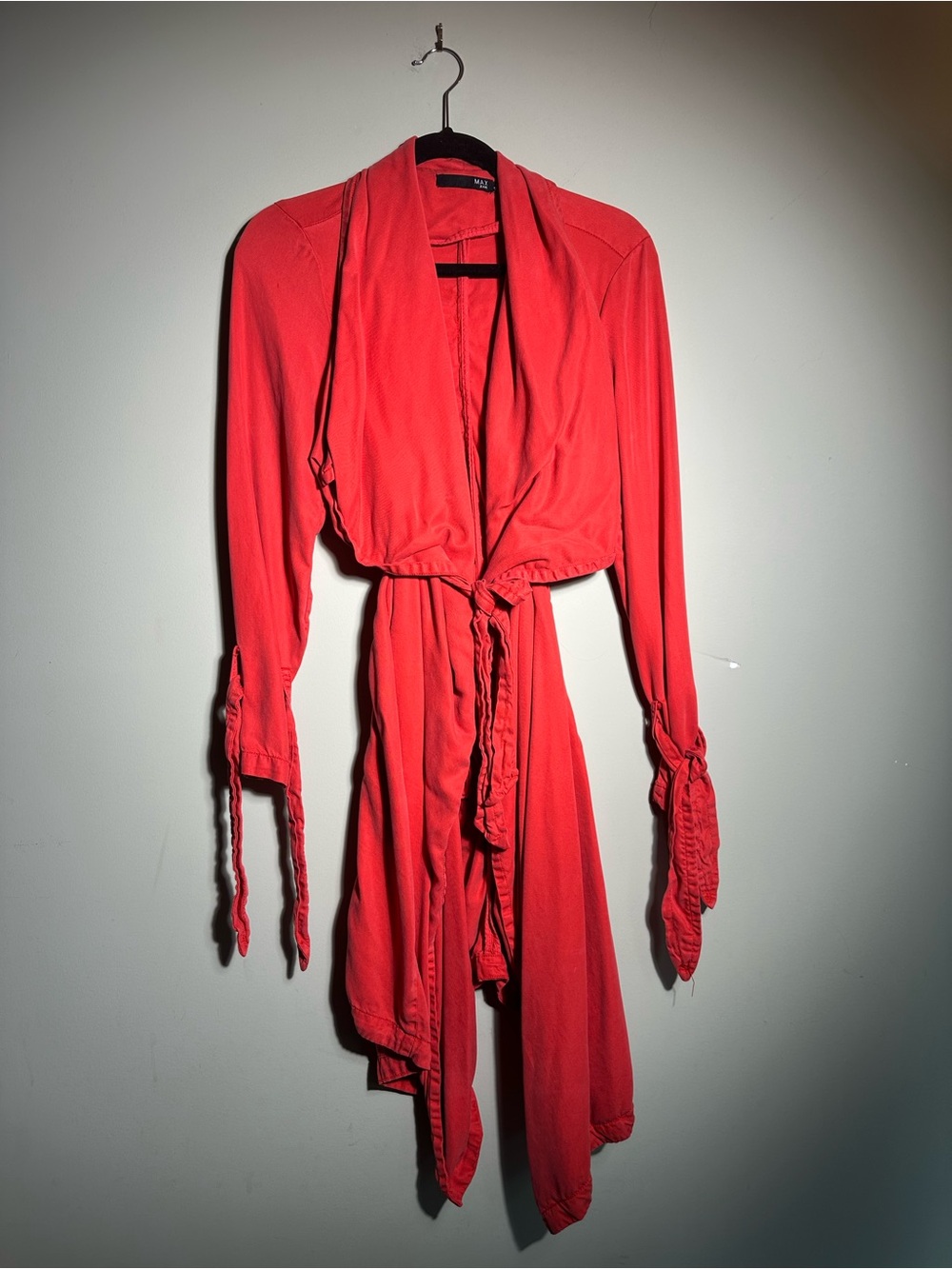 Max Jeans Coral 100% Tencel Drape Front Wrap Jacket Coat Medium